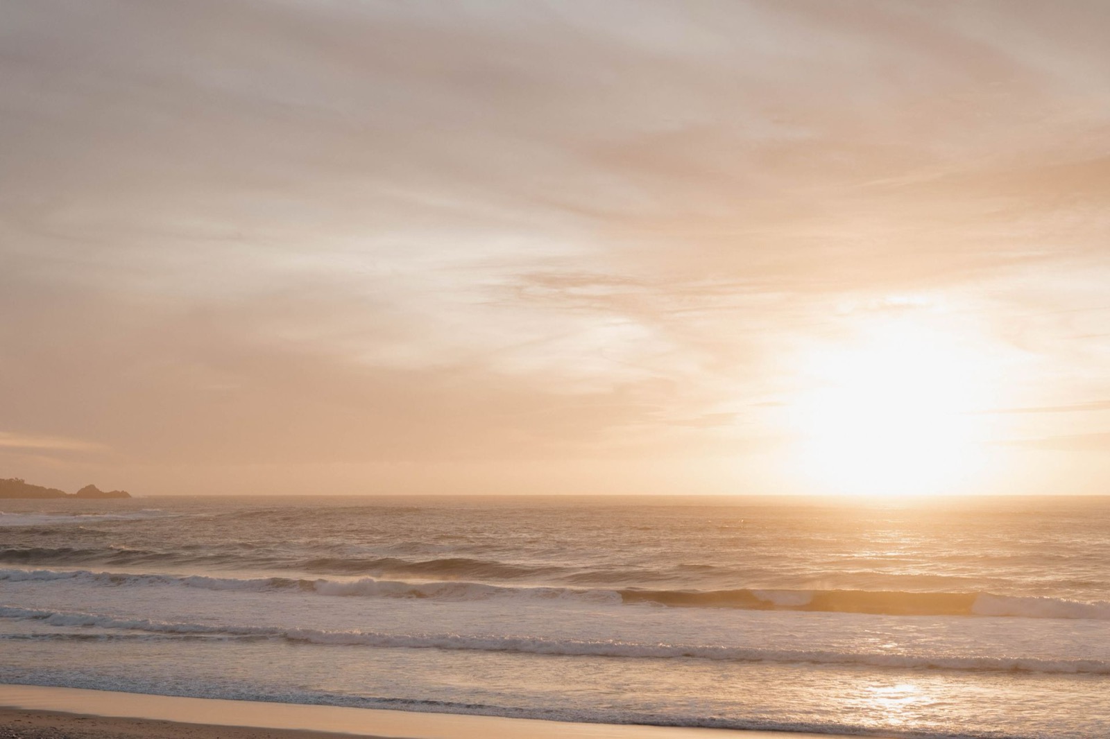 Carmel Beach at sunset with soft waves